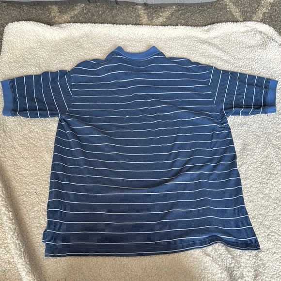 Keeler Bay 100% Cotton Blue Striped Polo Shirt - Picture 3 of 3